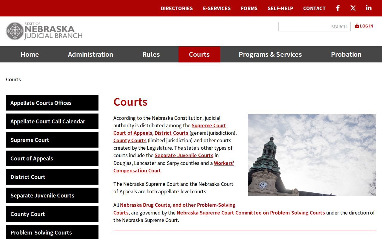 Brown County court docket Nebraska Judicial Branch court hierarchy